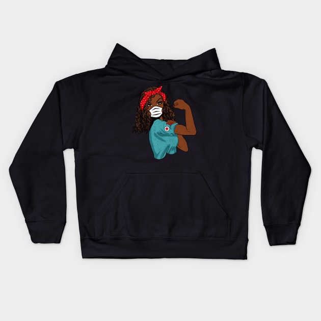 Retro Black Nurse With Mask Kids Hoodie by Tingsy